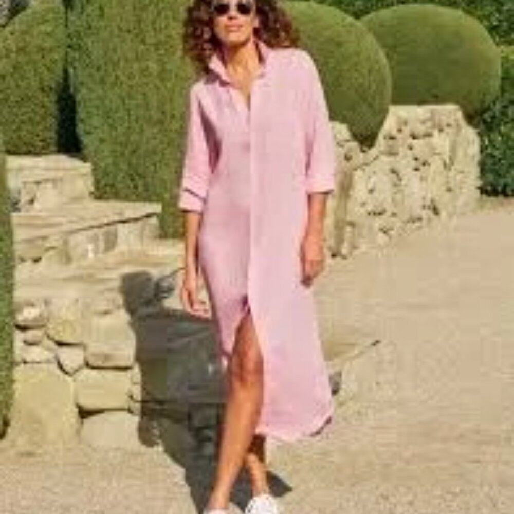 Frank & Eileen Dusty Rose Button-Front Maxi Shirt Dress - Picture 15 of 15